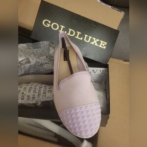 NIB Goldluxe slip-on flats in a soft blush pink/lavender tone, size 10